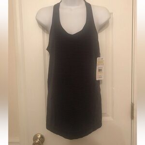 Under Armour Women's Heat Gear Fitted Black and Gray Striped Tank Top Size M NWT